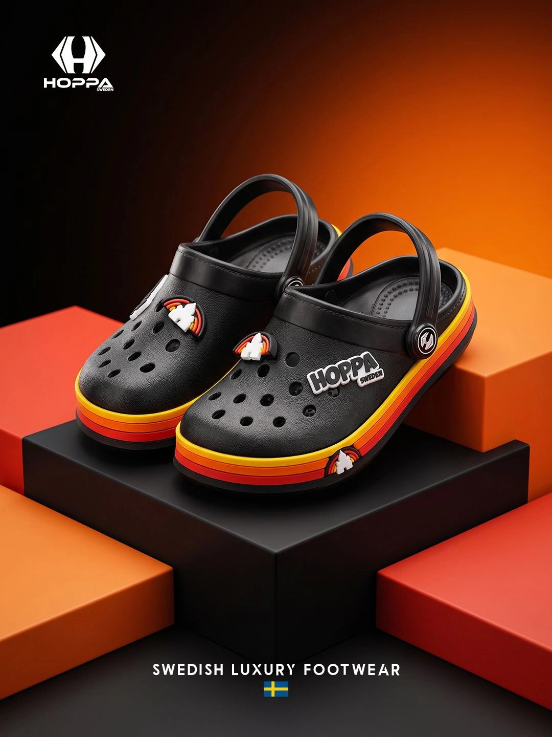 Hoppa Castle Black Kids Clogs