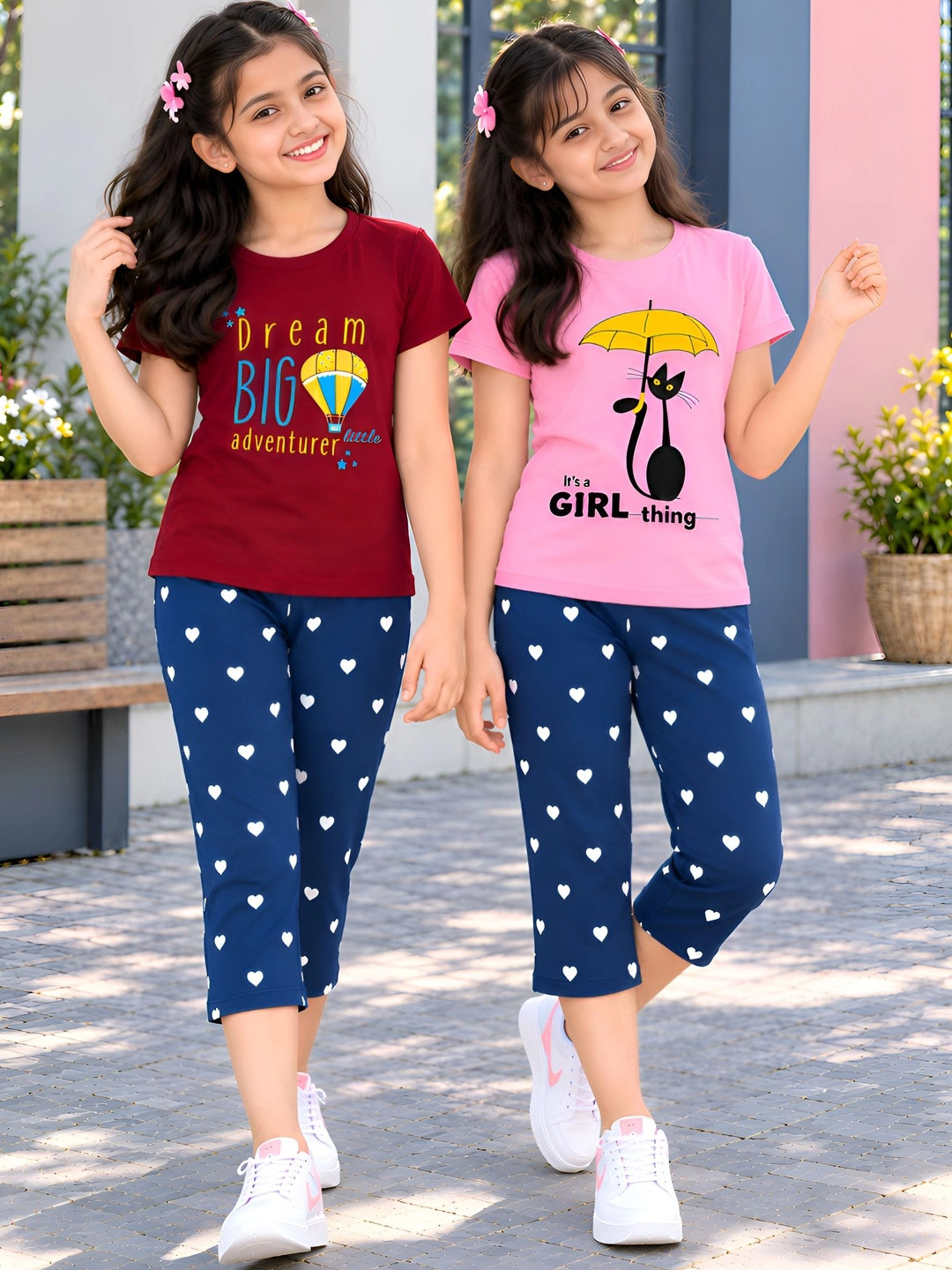 PY PINKYOU Girls Printed T-shirt with Capris