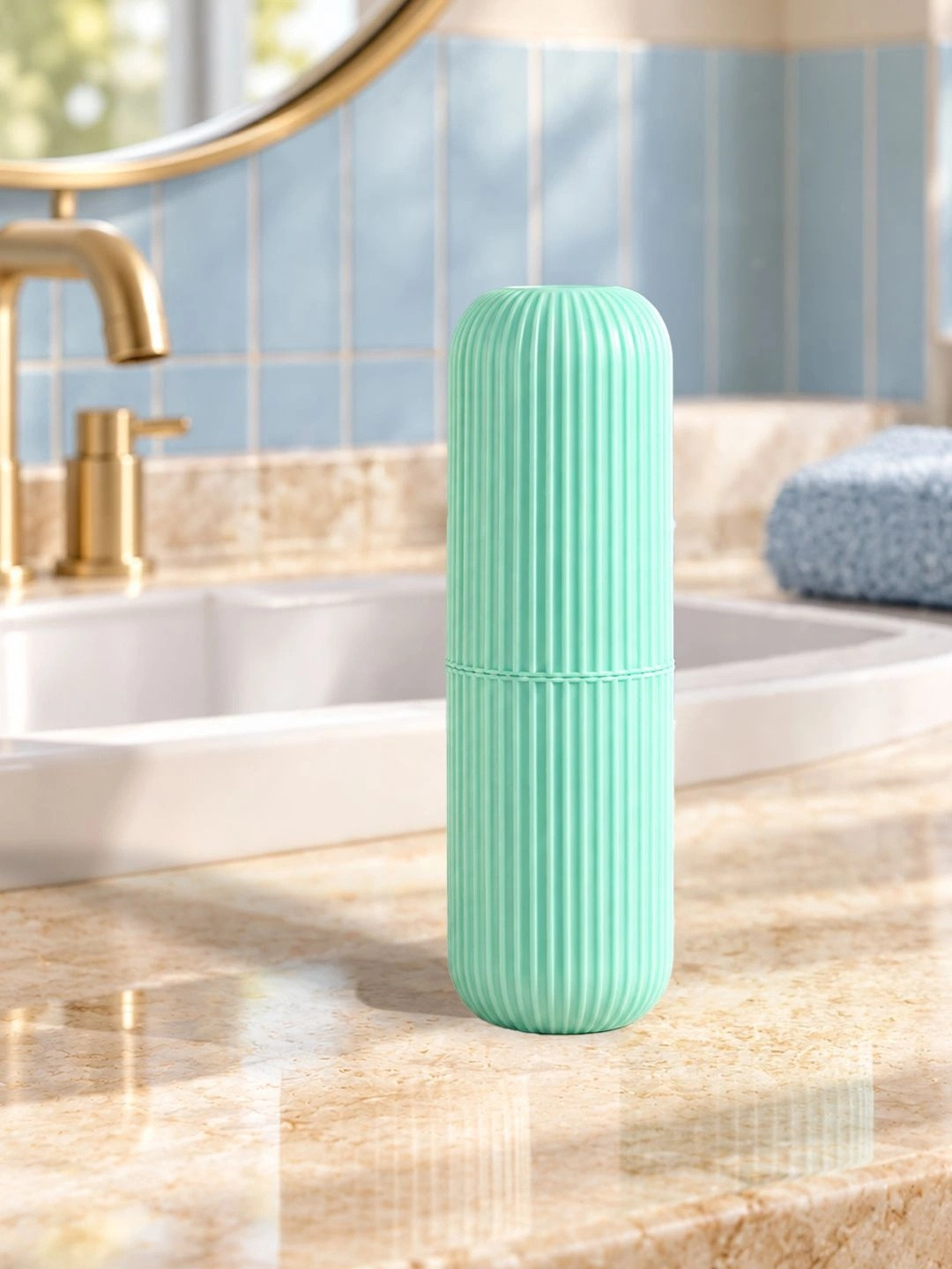 Kuber Industries Assorted Plastic Toothpaste Case Holder Striped Mouthwash Cup