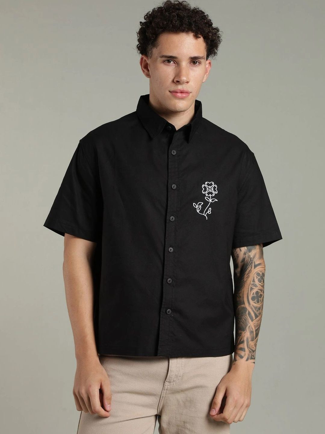 FOUL CHILD Men Floral Embroidered Casual Shirt