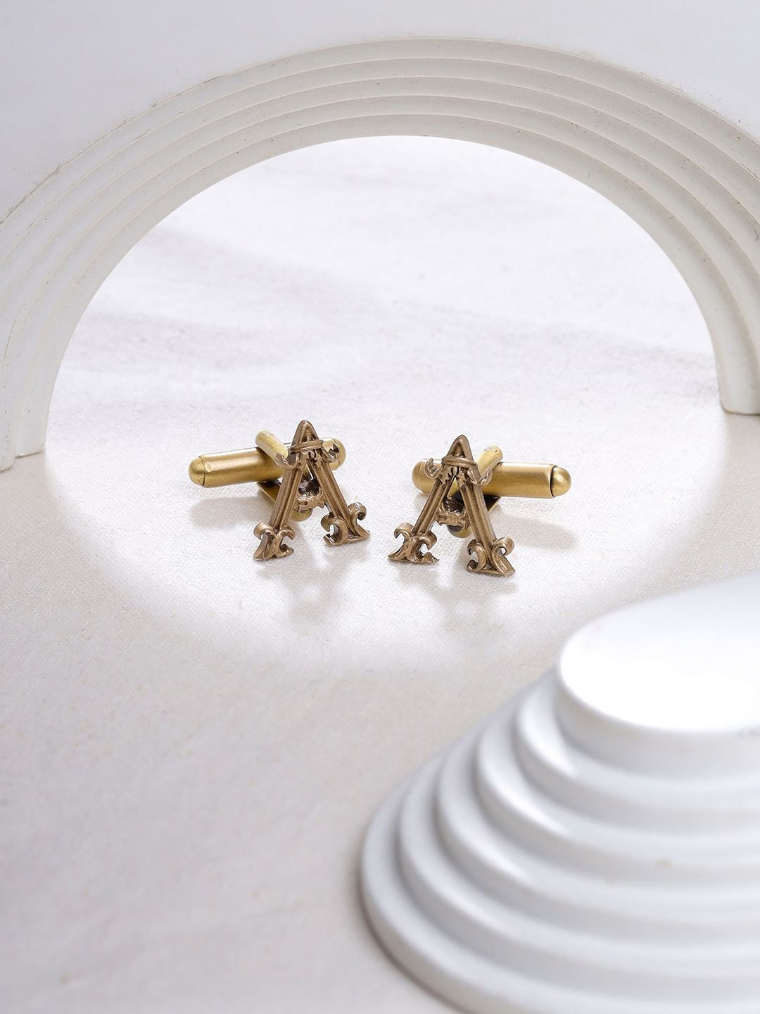 COSA NOSTRAA Antique Gold Royal Alphabet Brass Cufflink for Men