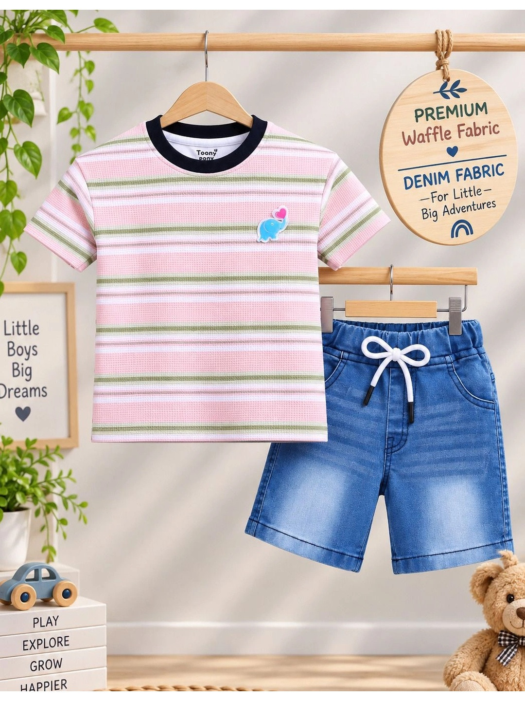 Toonyport Boys Printed Round Neck T-shirt with Shorts