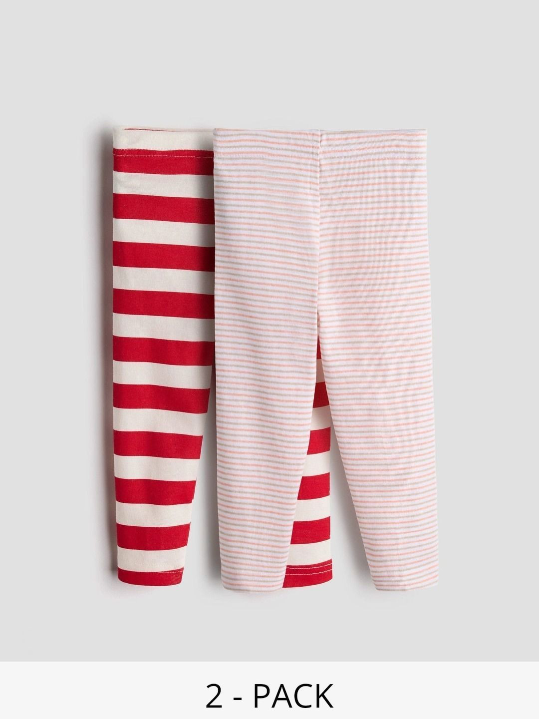 Urbanrac Girls Pack Of 2 Striped Pure-Cotton Leggings