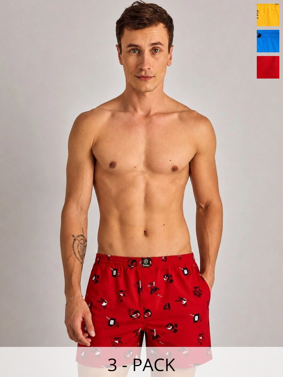 DEVANSH ENTERPRISE Pack of 3 Printed Cotton Boxers