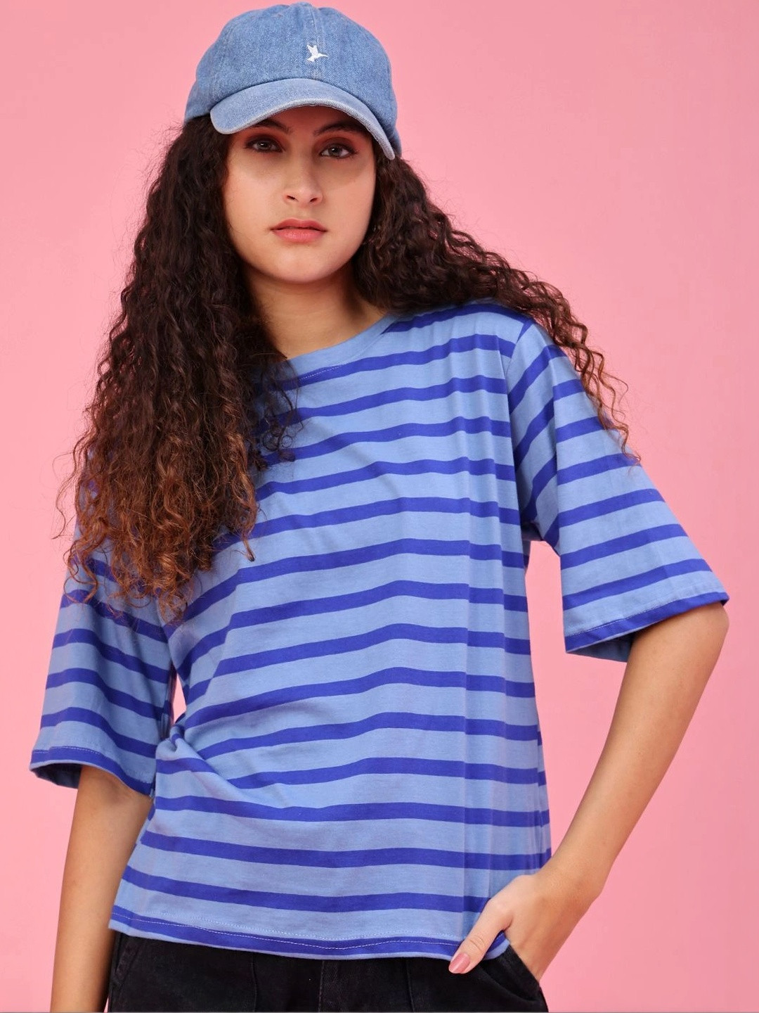 V-Mart Women Striped T-shirt