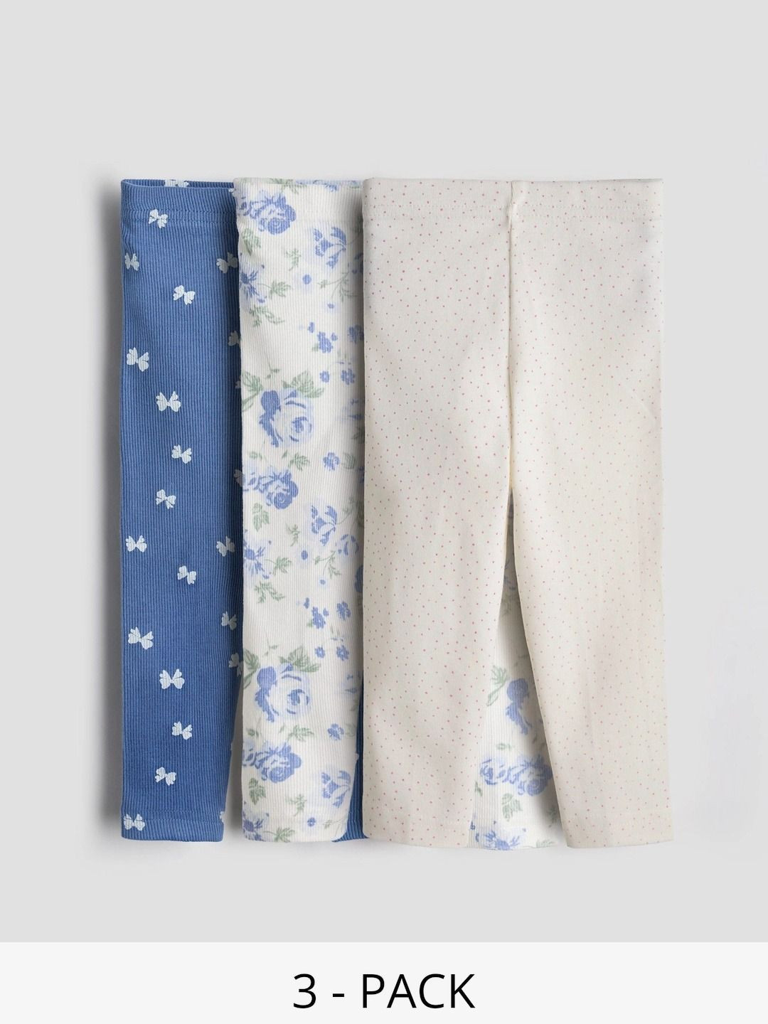 Urbanrac Girls Pack Of 3 Printed Pure-Cotton Leggings