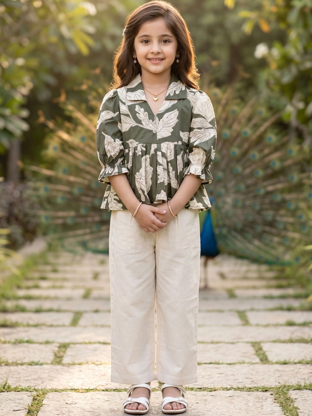 KALINI Girls Printed Top with Trousers