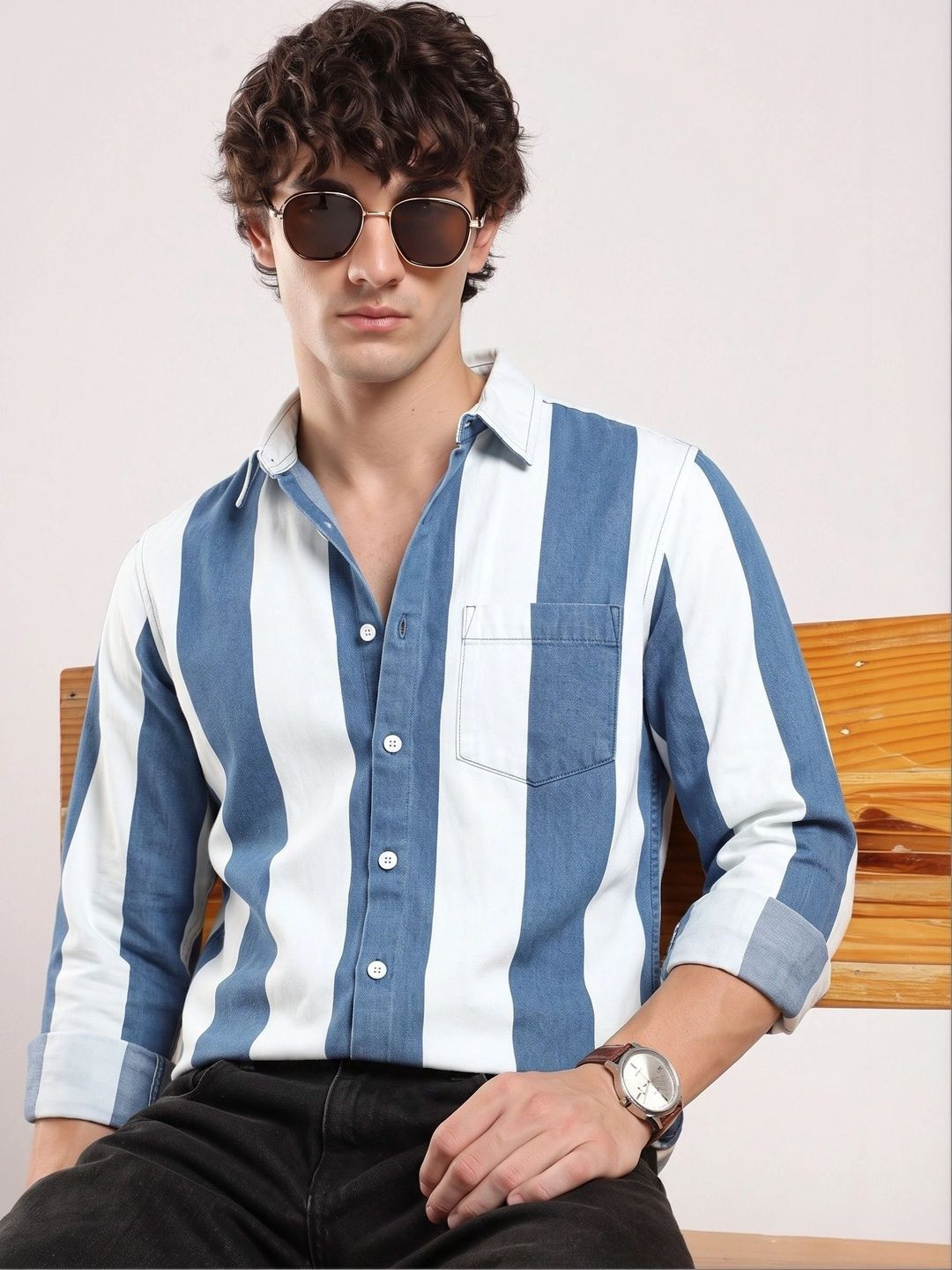 HERE&NOW Men Slim Fit Striped Casual Shirt