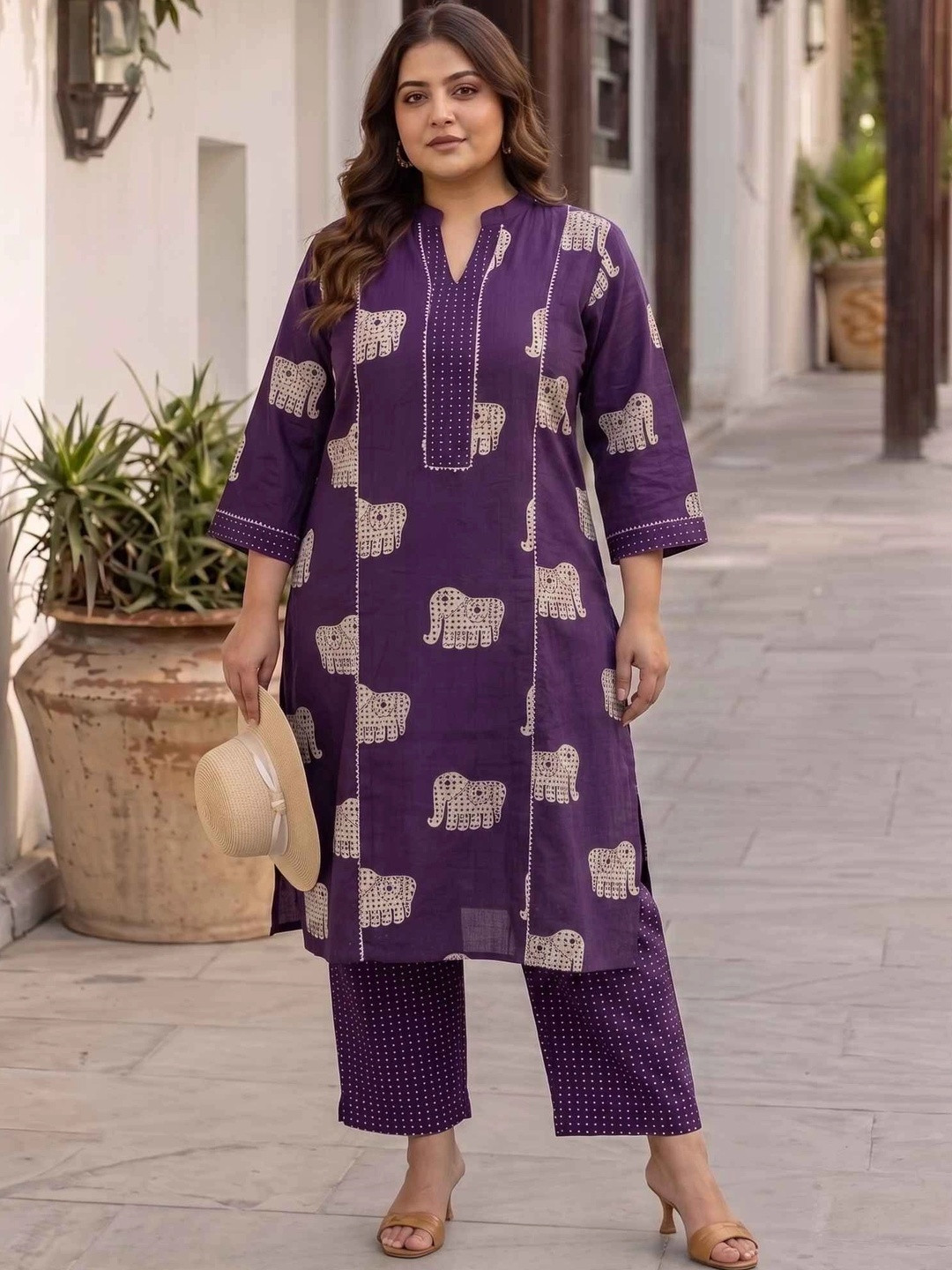 Doriyaan Women Ethnic Motifs Printed Regular Pure Cotton Kurta with Trousers