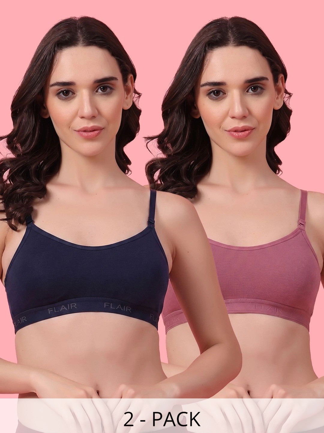 SHYAM SONS FLAIR Pack Of 2 Full Coverage Non Padded Seamless Sports Bra