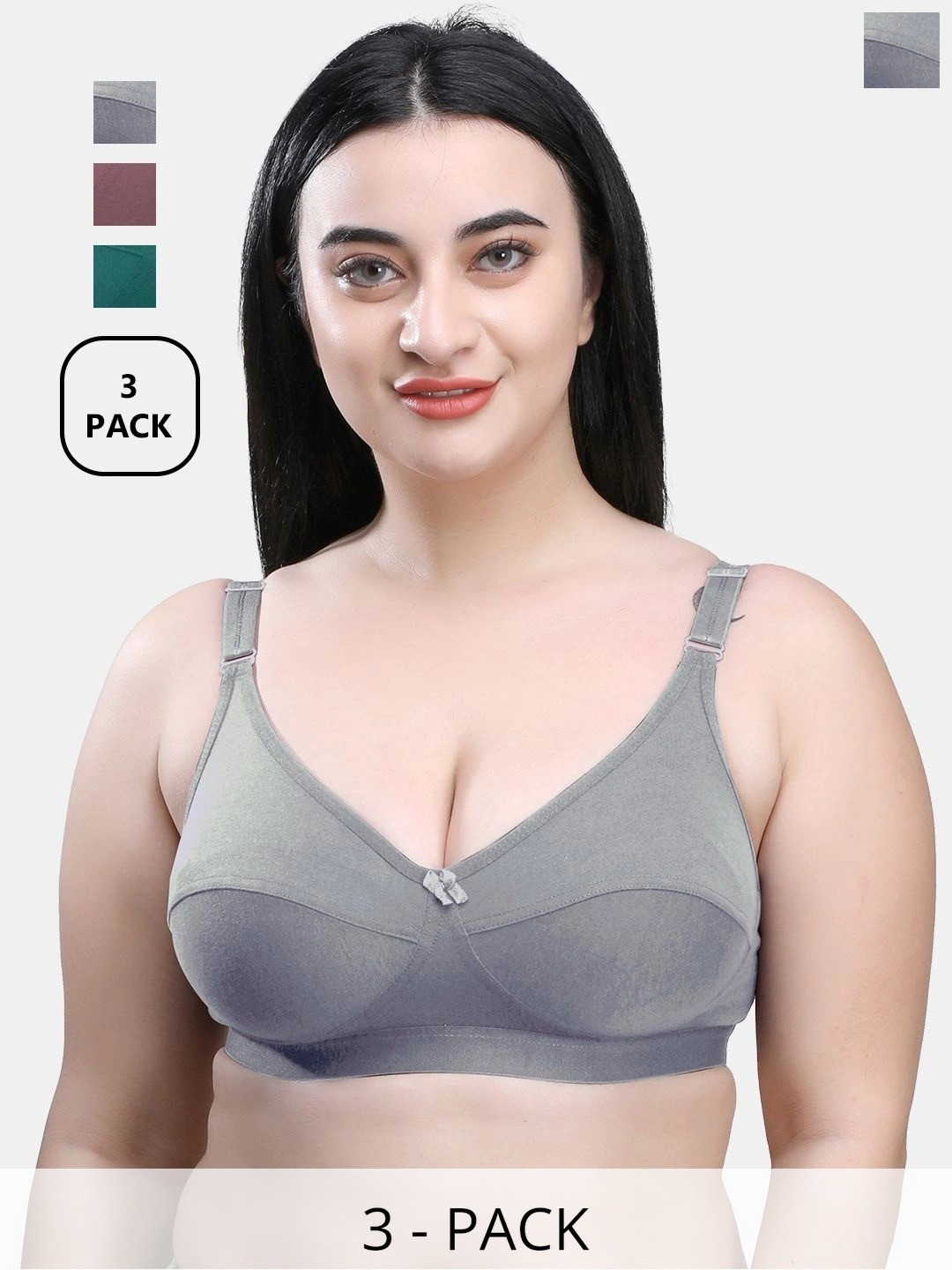 SKDREAMS Cotton Blend Seamed Full Coverage Non Padded Women Pack of 3 Everyday Bra Combo
