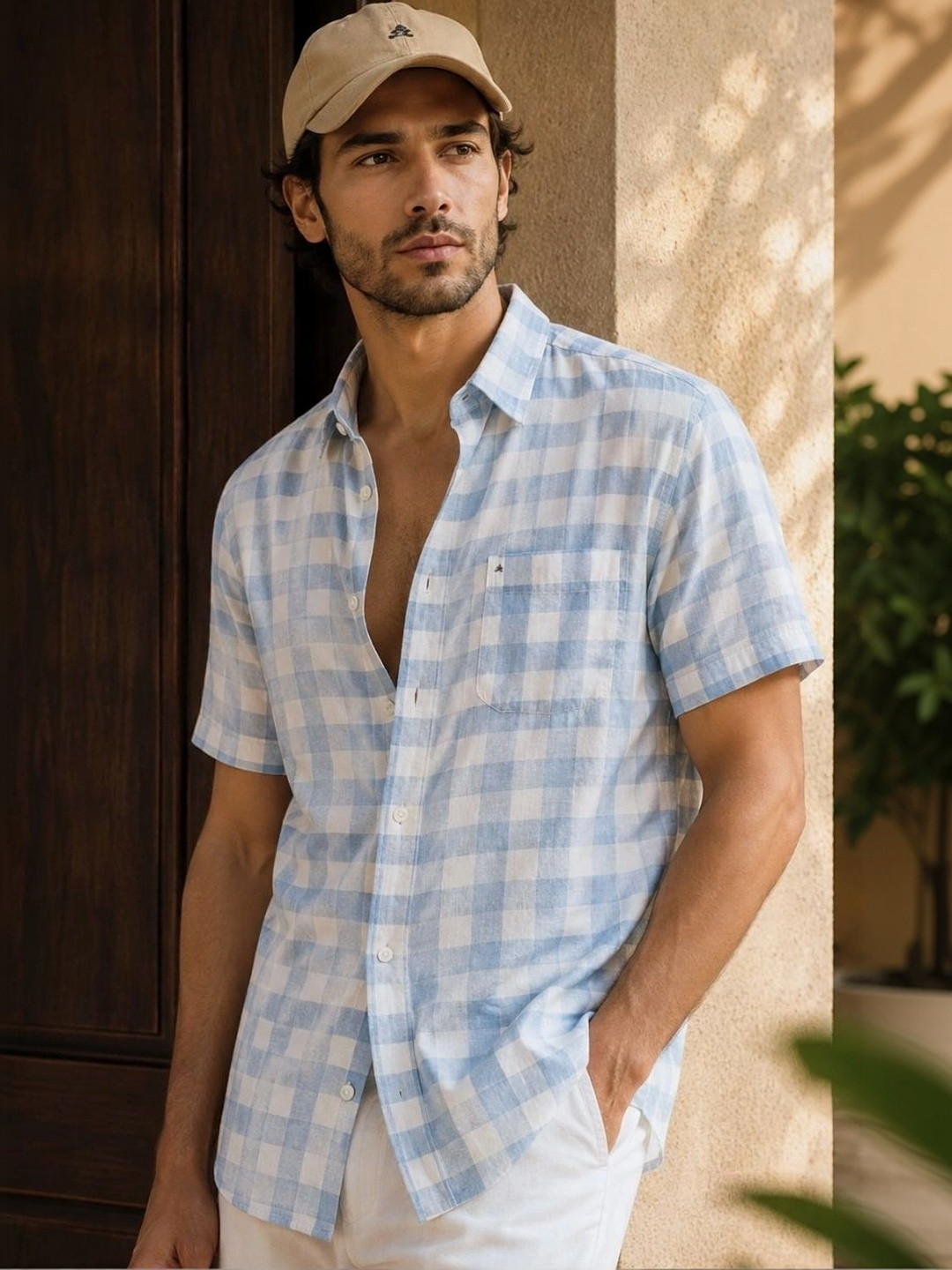 XKIND Men Standard Gingham Checks Checked Casual Shirt