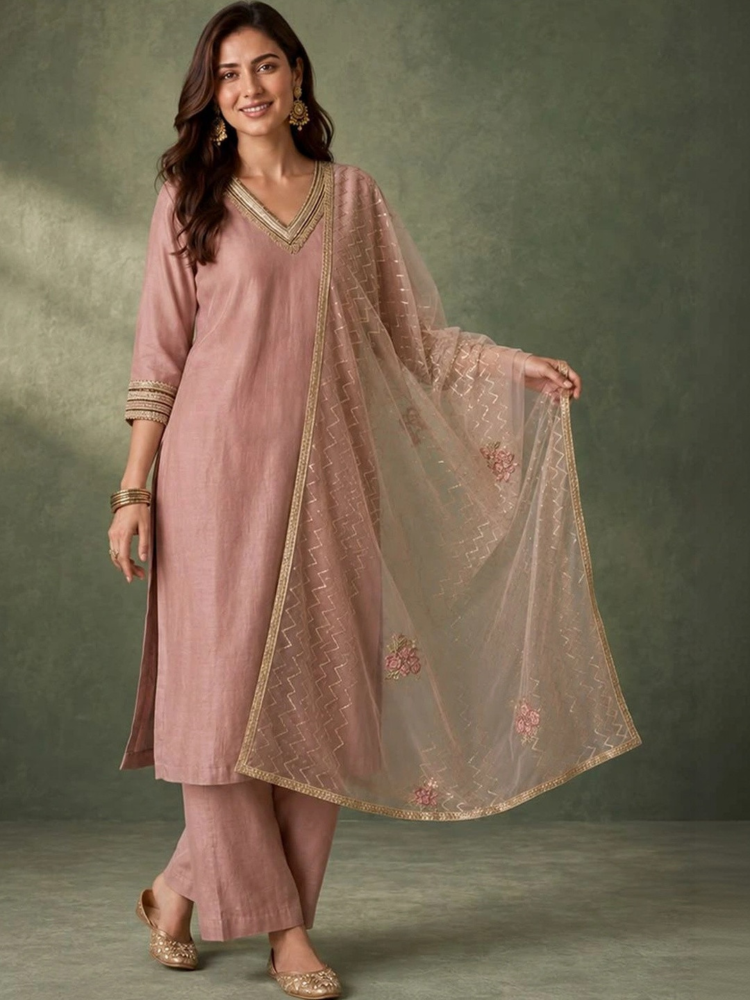 Varanga Women Solid Kurta with Palazzo & Dupatta