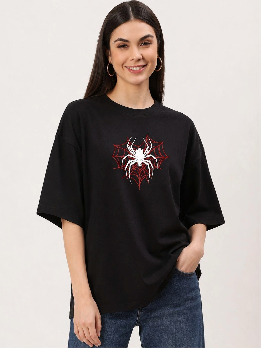 SZN Women Printed Drop-Shoulder Sleeves T-shirt