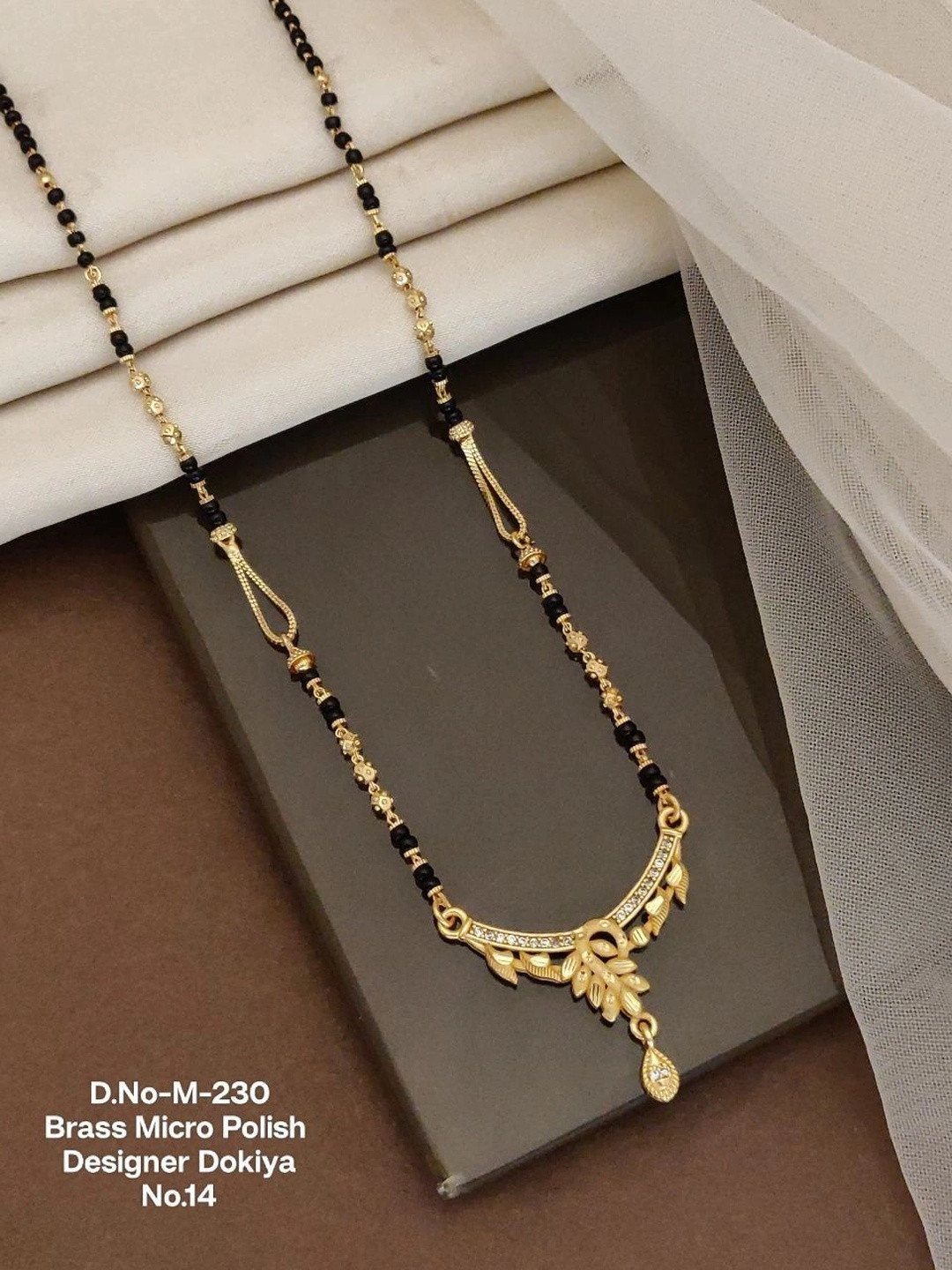 Queenzart Gold-Plated Artificial Stones and Beads Mangalsutra
