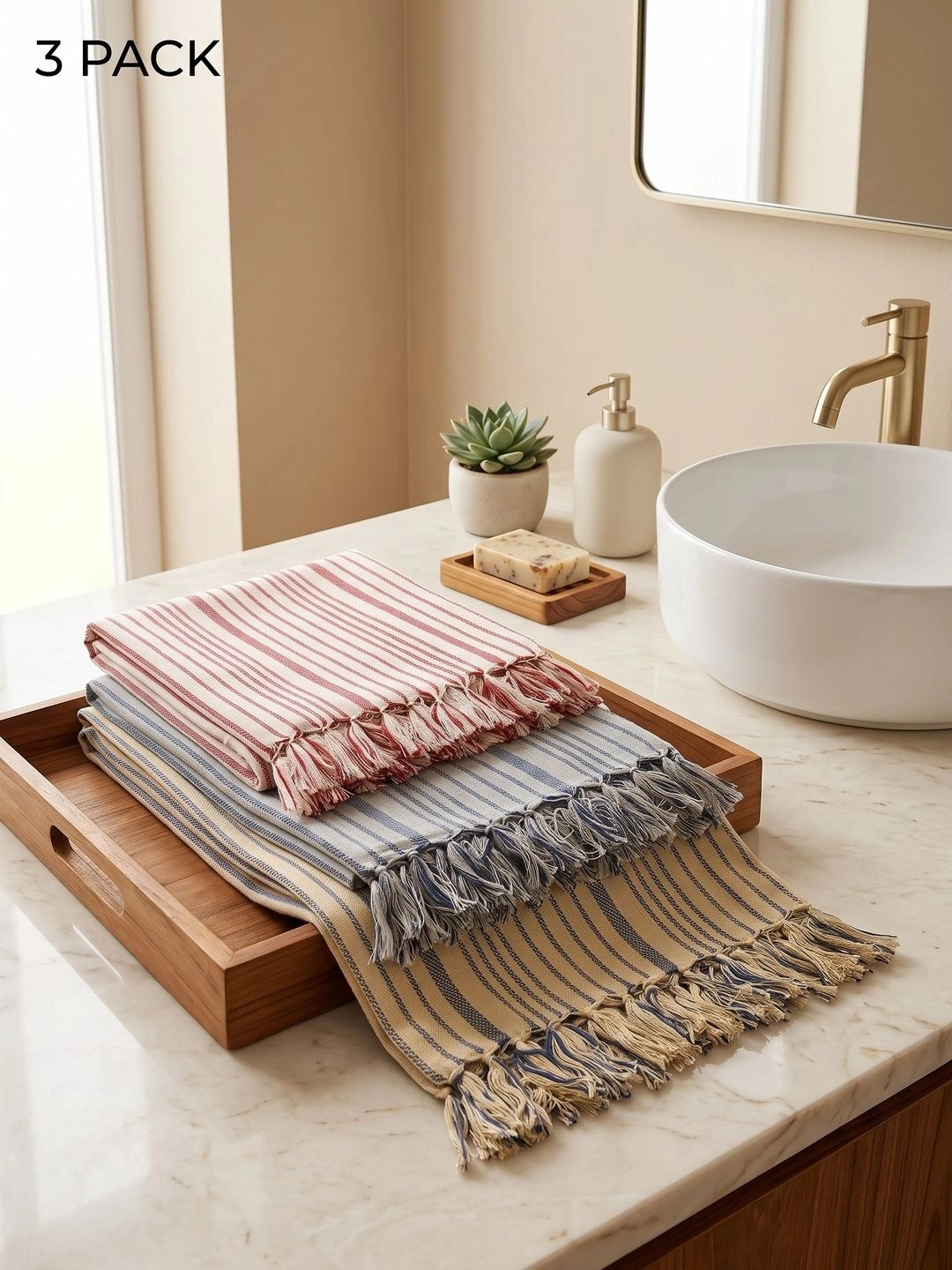 Ramraj Pack of 3 Pure cotton Solid White 180 GSM Towel Set