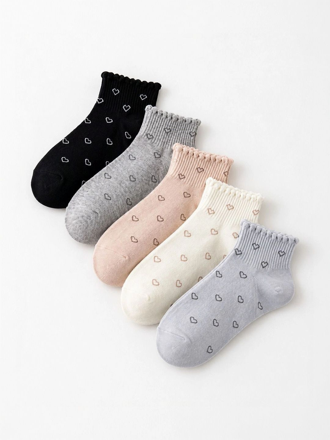 REDCARP Women Pack of 5 Cotton Patterned Above Ankle Socks