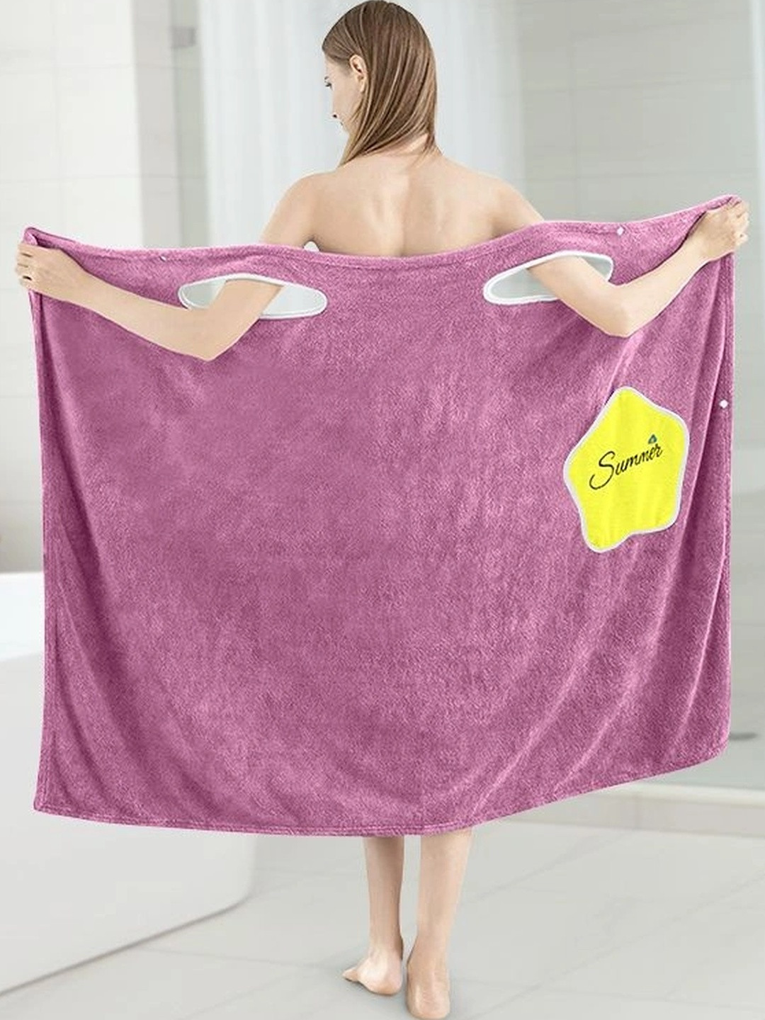 HOUSSE Burgundy & Yellow Water Absorbent Bathrobe