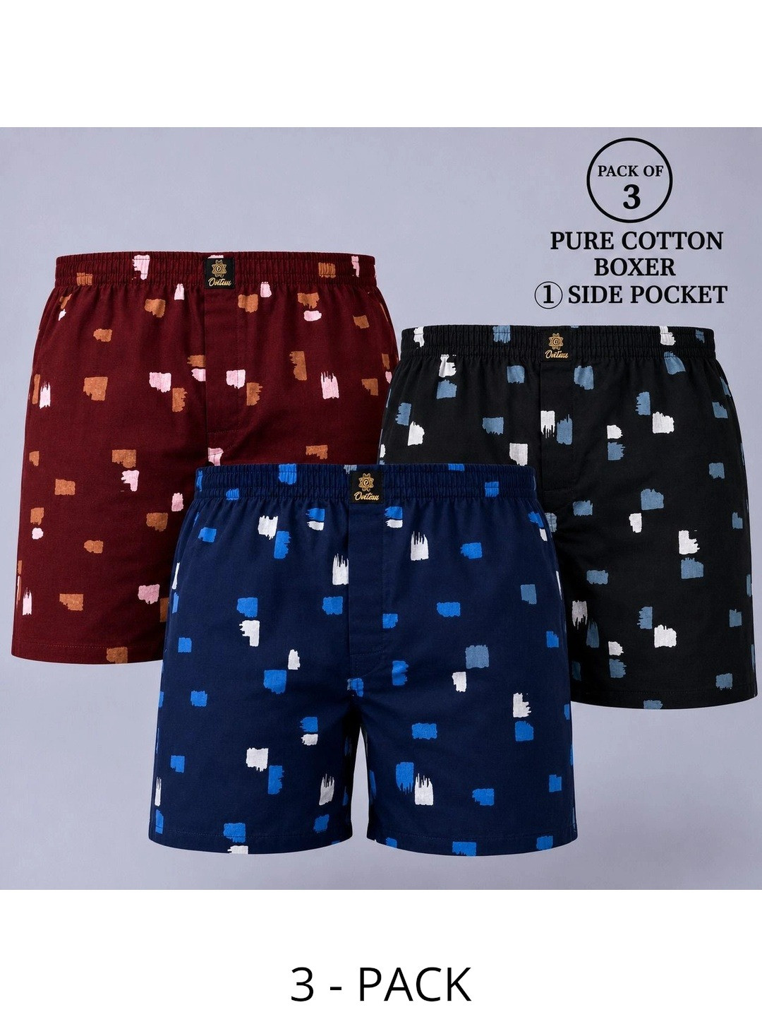 DEVANSH ENTERPRISE Pack Of 3 Printed Mid Rise Boxers