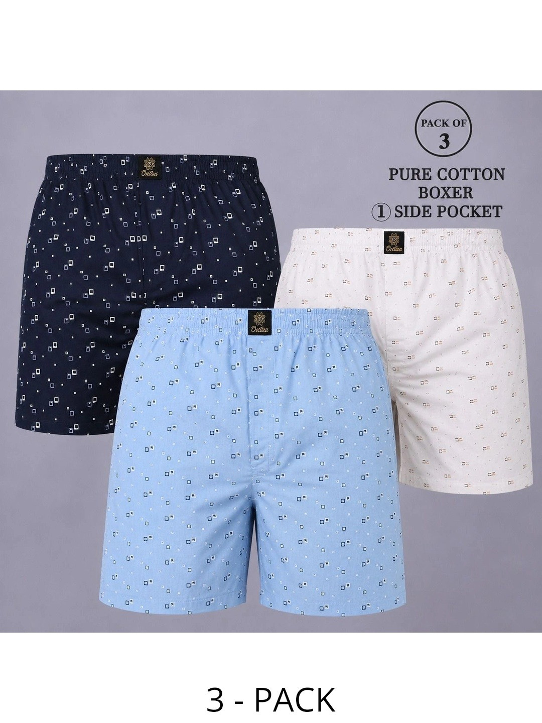 DEVANSH ENTERPRISE Pack of 3 Printed Cotton Boxers