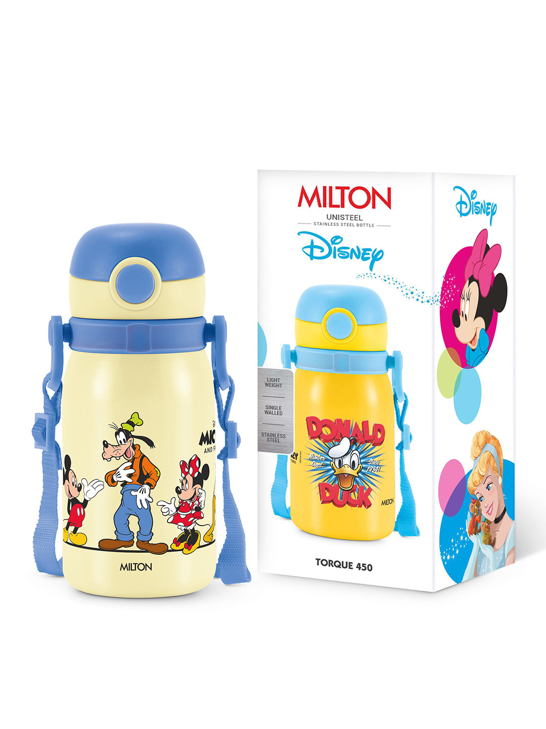 Milton Disney Torque 450 Light Yellow Stainless Steel Kids Bottle 455 ml