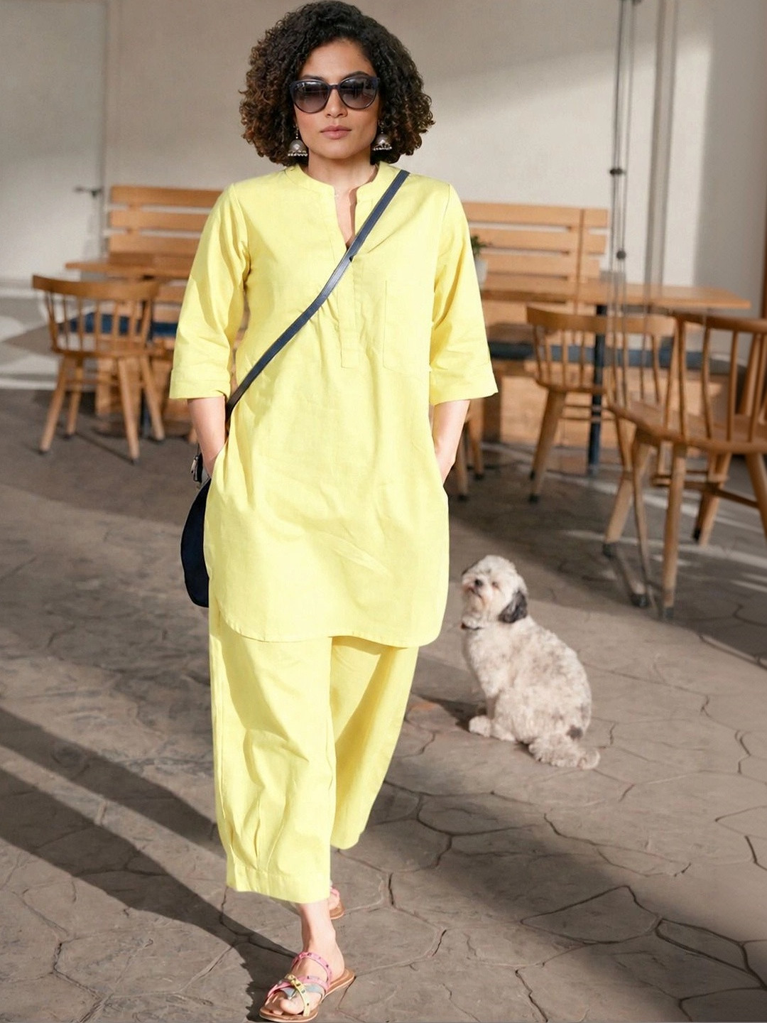 YUVVIK Cotton Solid Tunic with Trousers