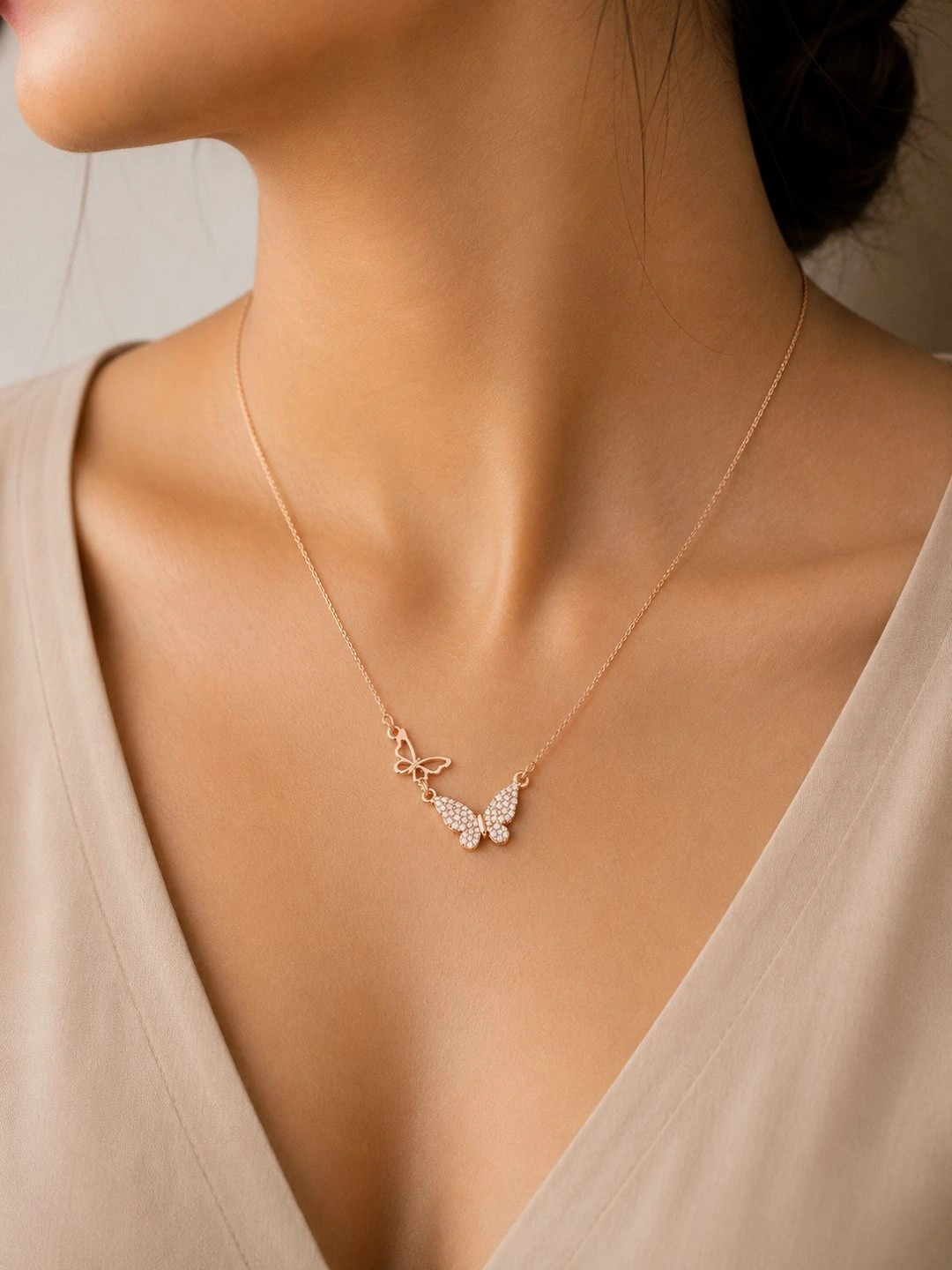 Forevershine Unisex Rose Gold-Plated Necklace