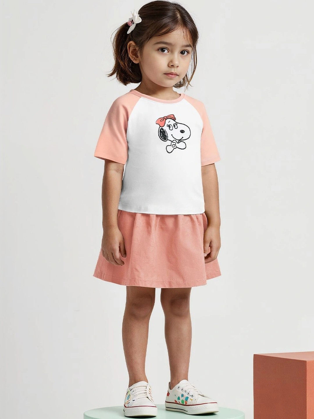 The Souled Store Girls Regular Fit Peanuts Printed White T-Shirts