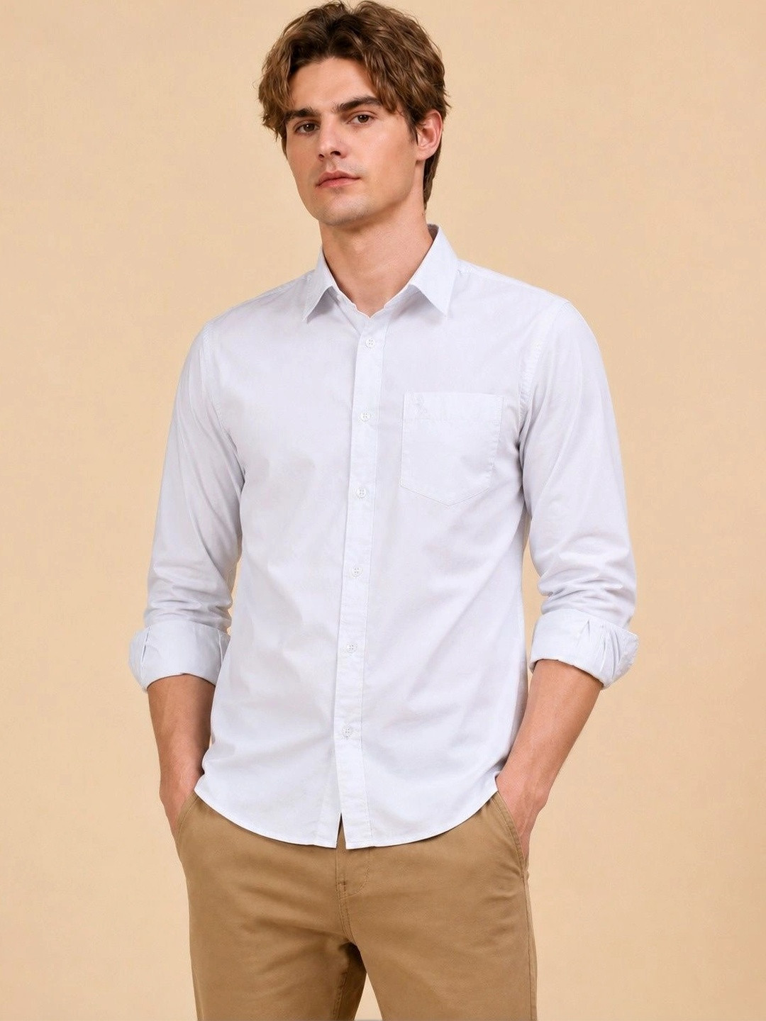 OURANOS Men Comfort Slim Fit Casual Shirt