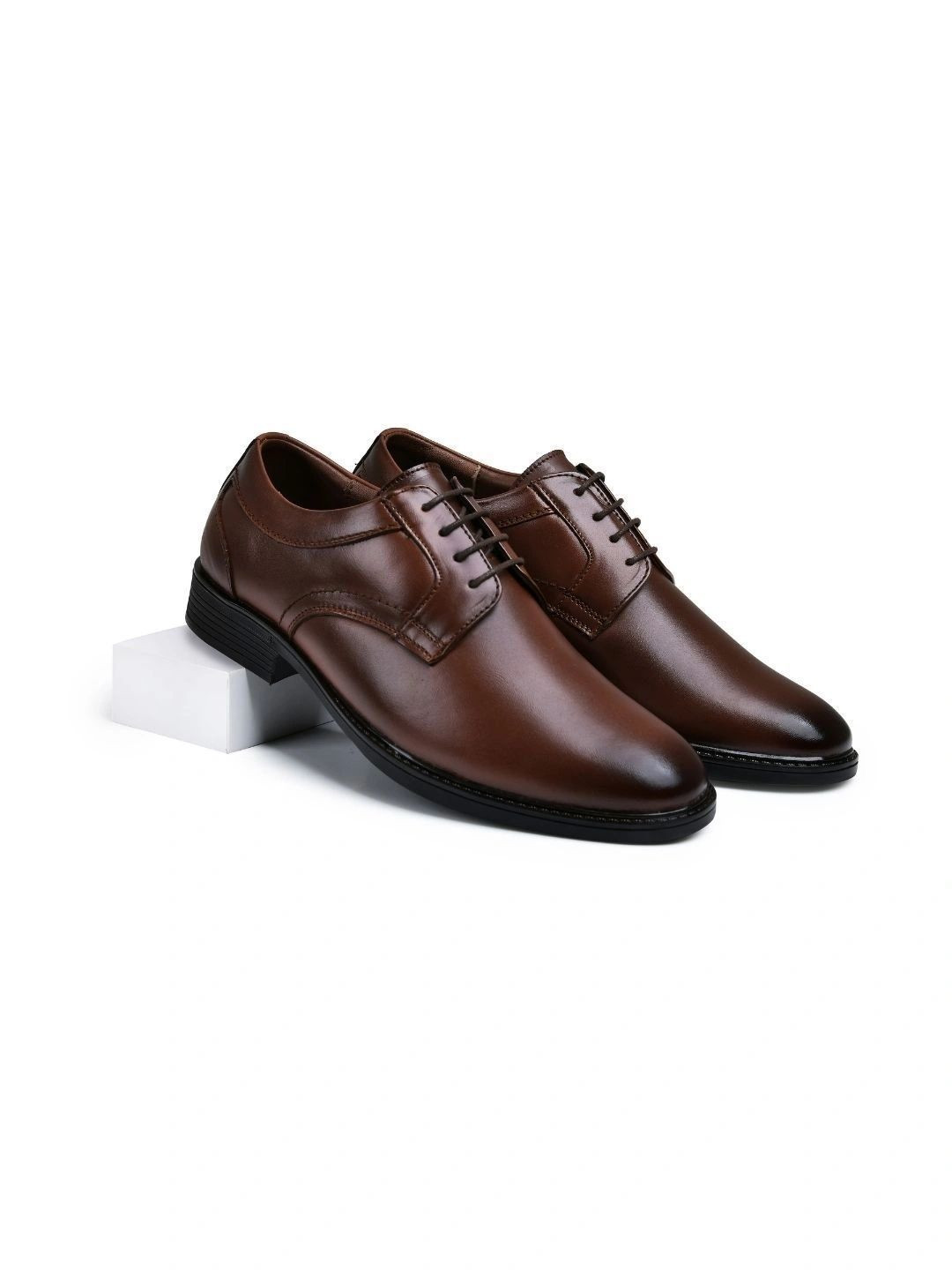 Chardonnay Men Premium Genuine Leather Brown Cushioned Derby Formal Shoes