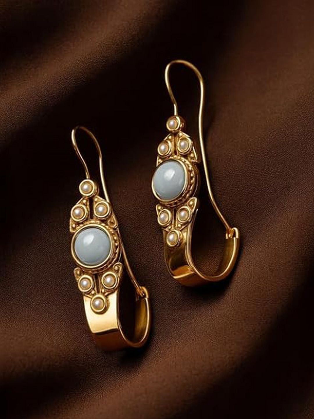 Amalfa 18K Gold Plated Oxidised Hoop Earrings