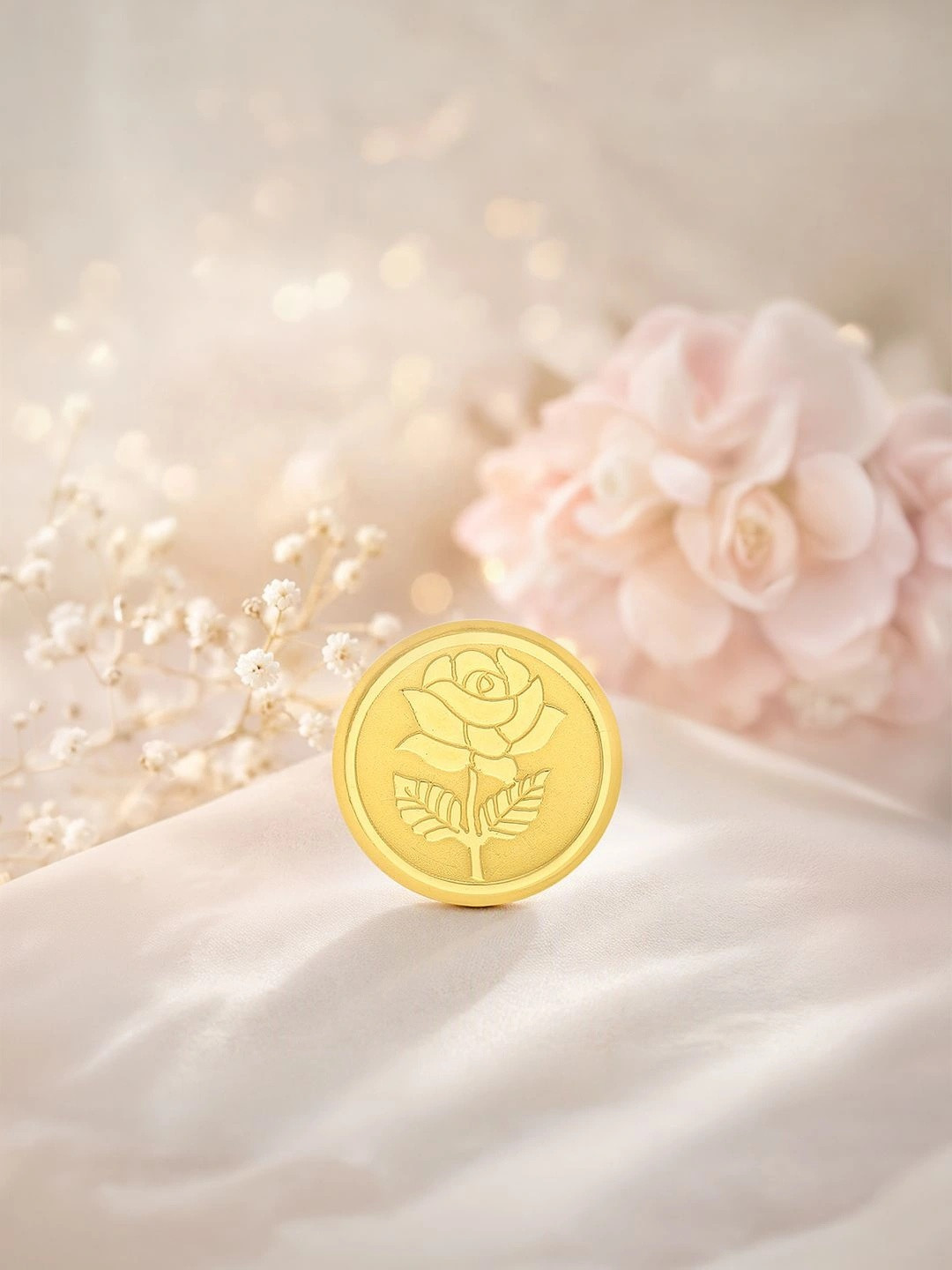 Malabar Gold & Diamonds Rose 999 Purity 24KT Gold Coin - 0.5g