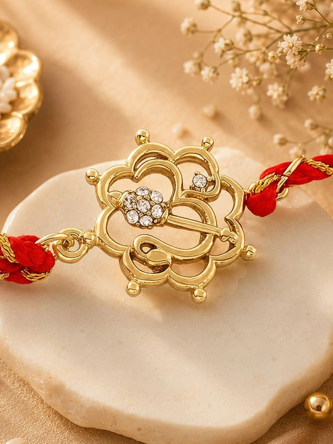 Estele Gold-Plated Crystal-Studded Rakhi