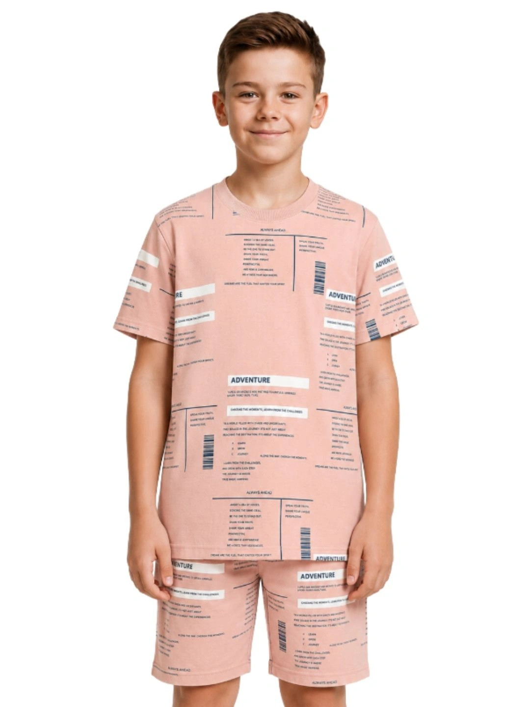 CAVIO Boys Printed Round Neck Short Sleeves Pure Cotton T-shirt with Shorts