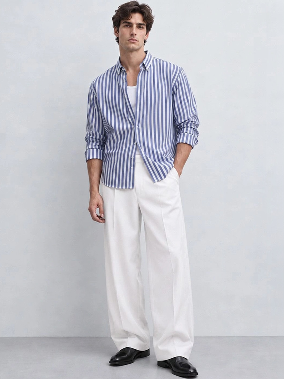 Powerlook Lightweight Bengal Stripes Cotton Long Sleeves Shirt