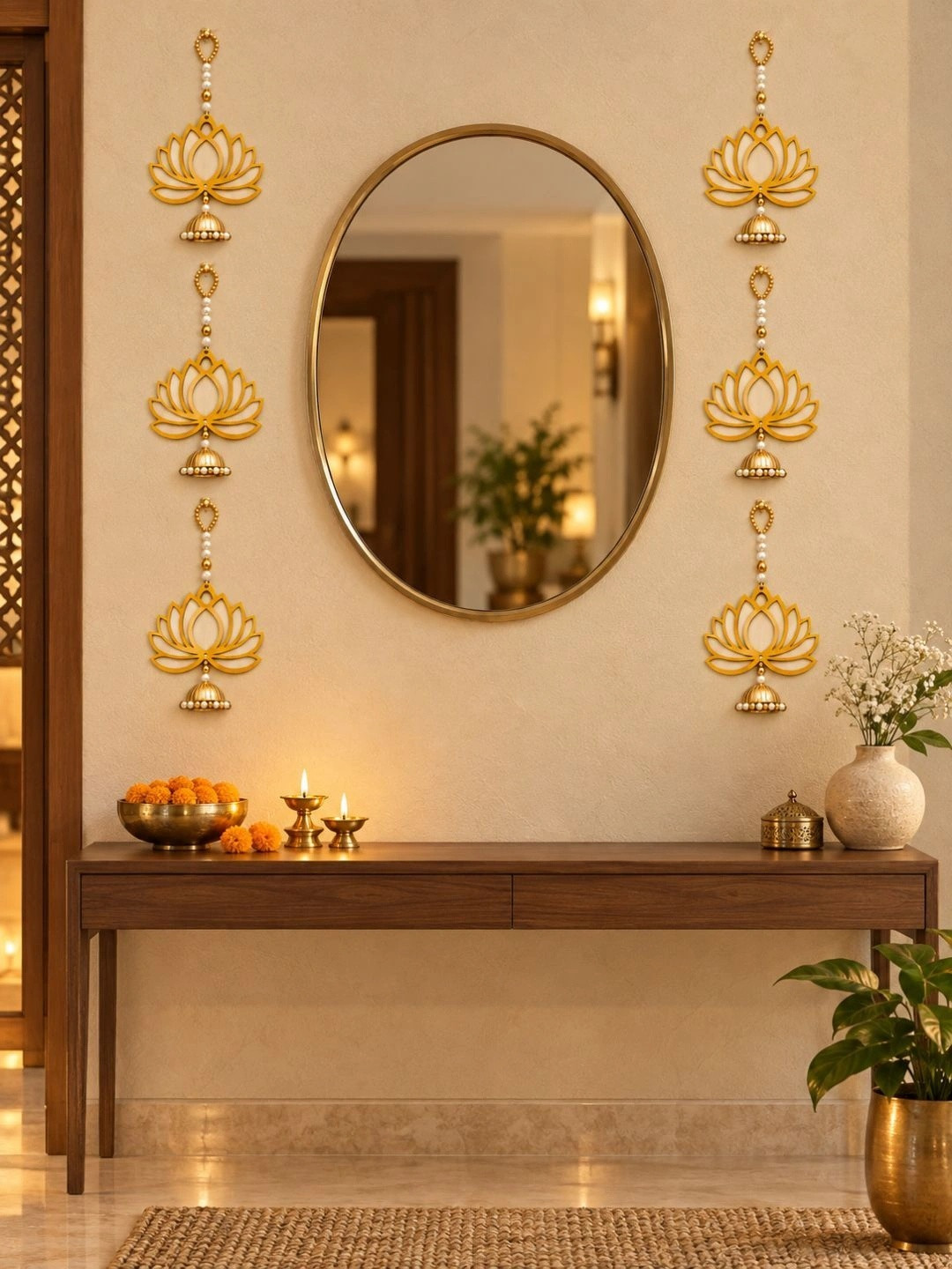 Kreative Arts Golden & White Pack Of 6 Toran Festive Decor