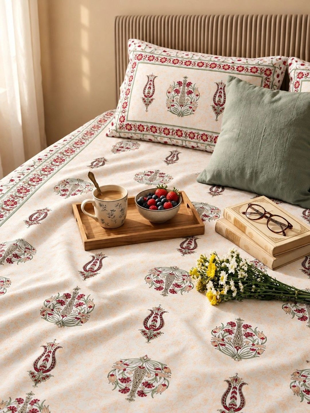 COZYKO Cotton 180 TC King size Bedsheet with 2 Pillow Covers-90 CM x108 CM