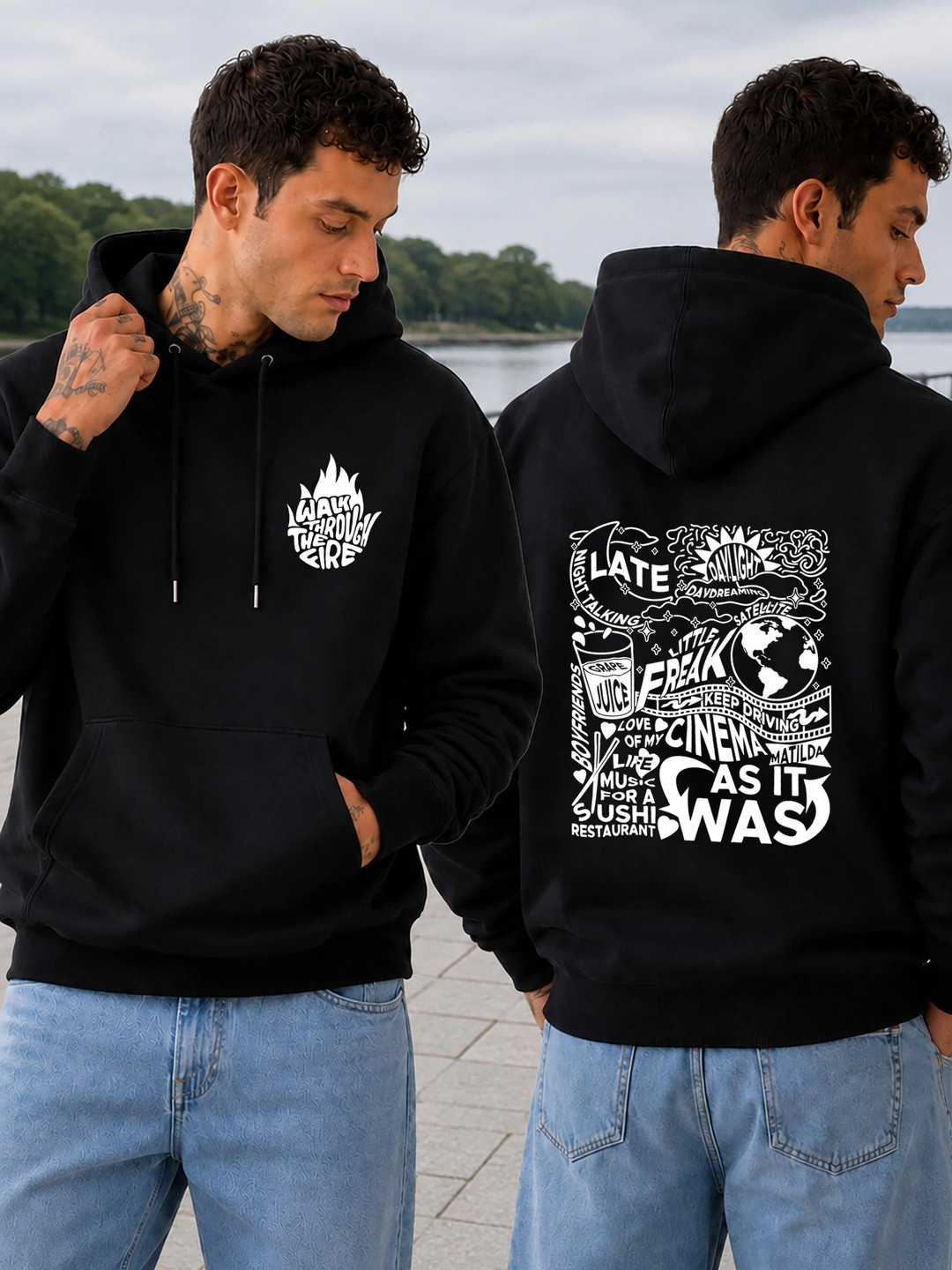 WOOSTRO Men Printed Hooded Sweatshirt