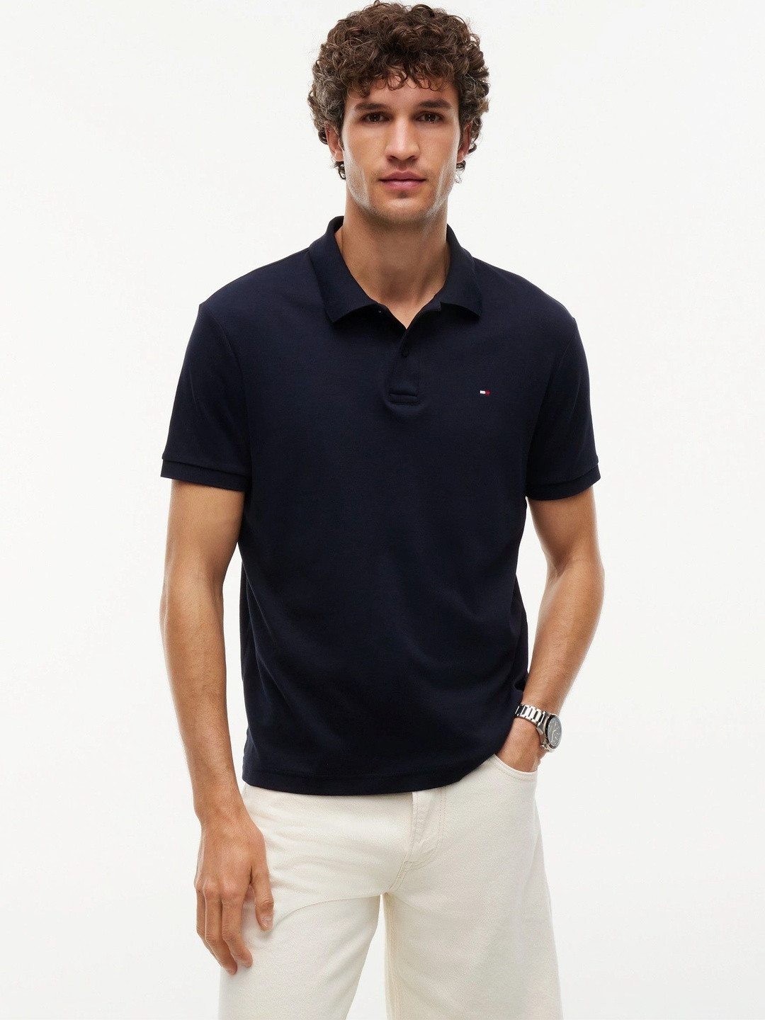 Tommy Hilfiger Men Brand Logo Polo Collar T-shirt