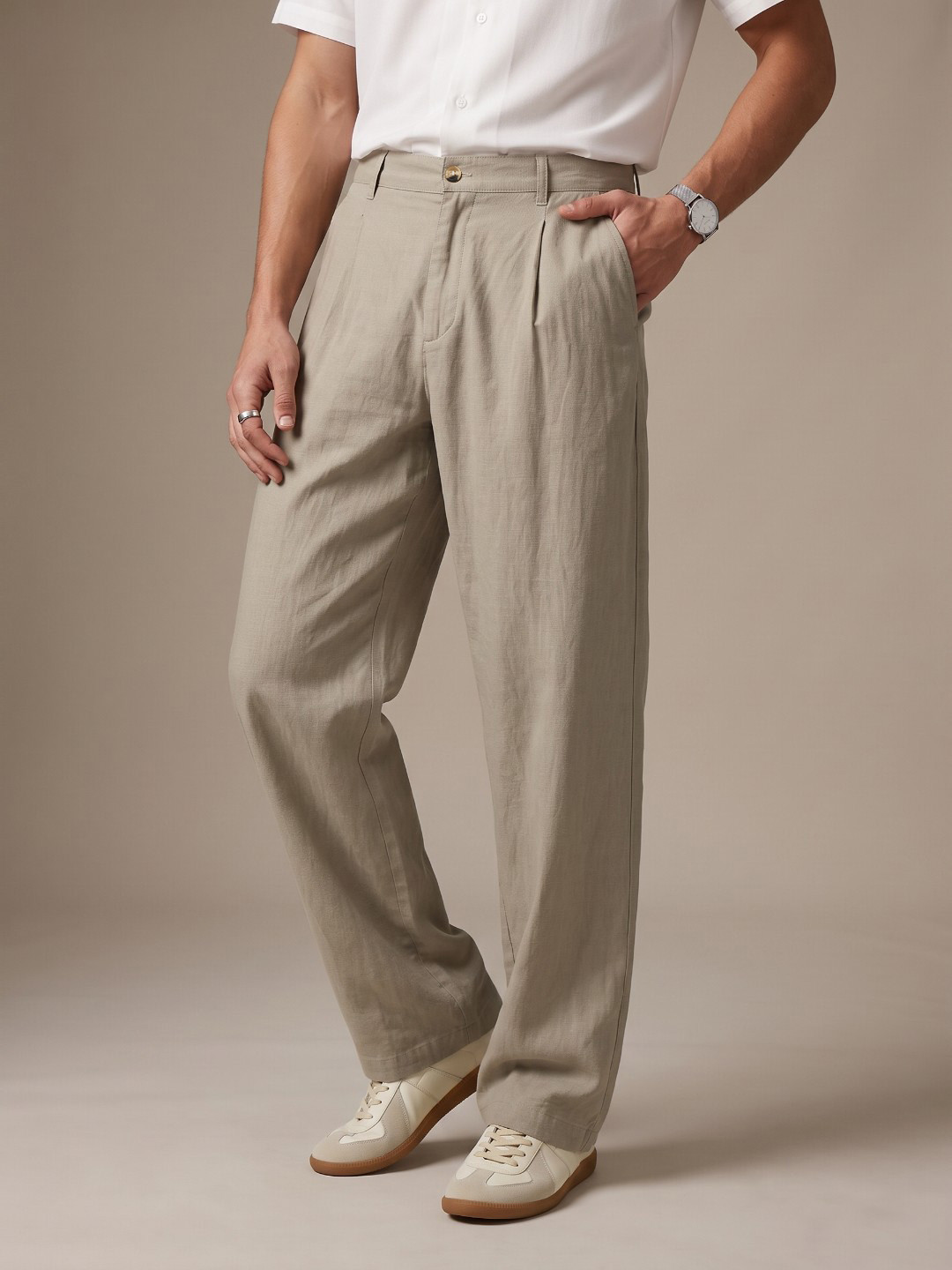 glitchez Men Pleated Trousers