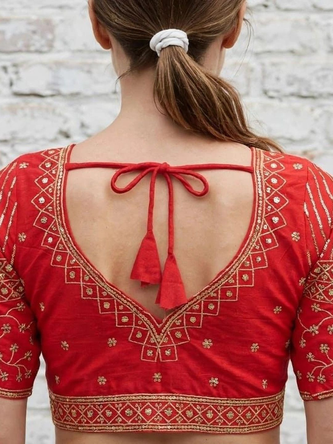 Binatex Silk Embellished Zari Saree Blouse