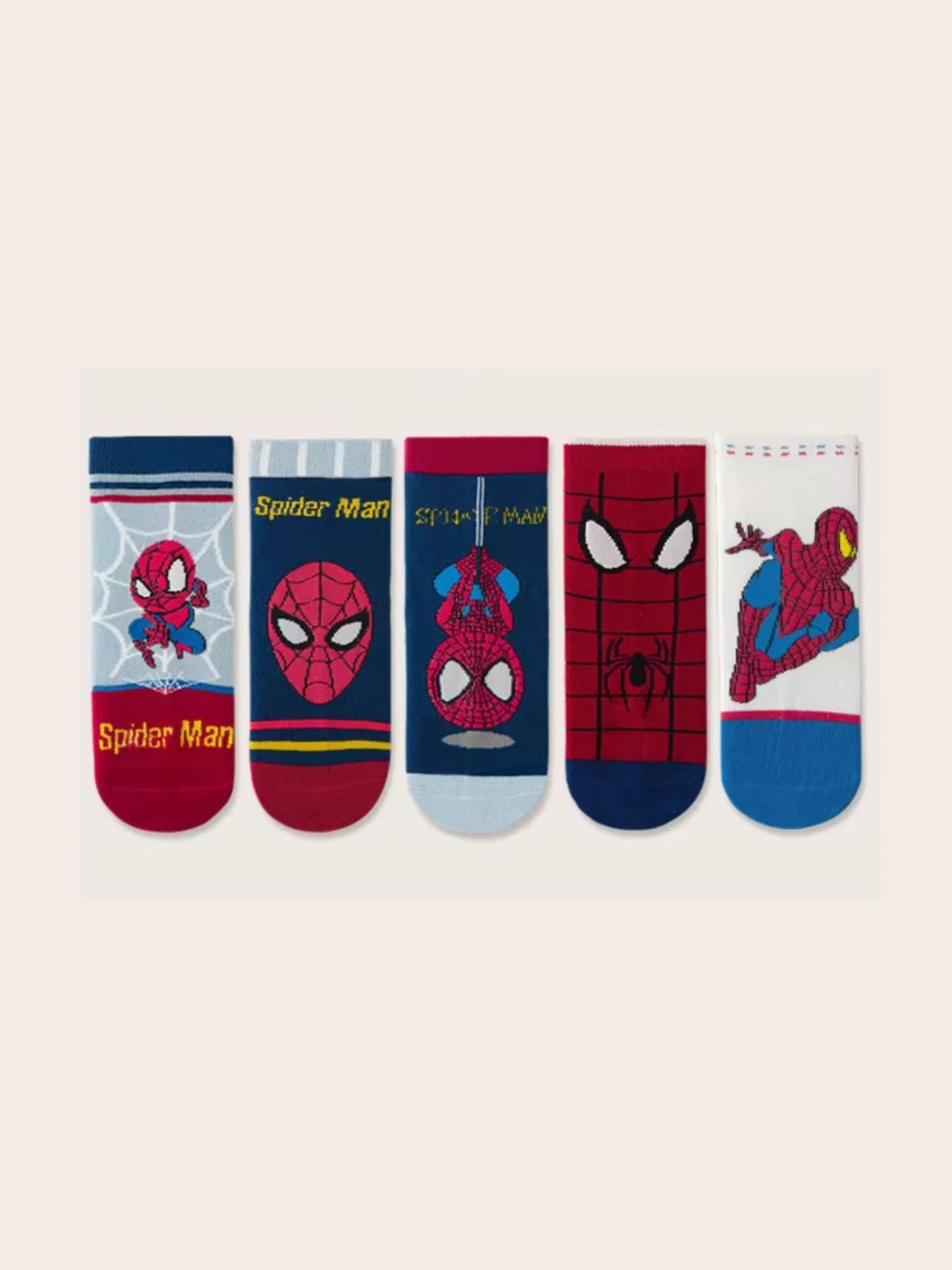 Nihvi Unisex Kids Pack of 5 Cotton Assorted Patterned Above Ankle Socks