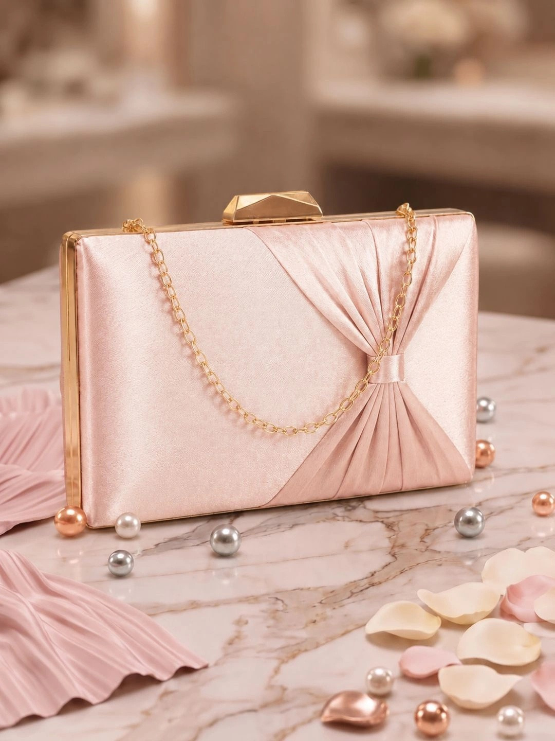 CRUSSET Textured Bow Box Clutch