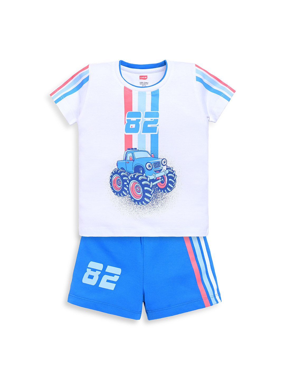 LuvLap Baby Boys Pack of 1 Regular Fit Cotton Half Sleeve T-shirt & Shorts Set
