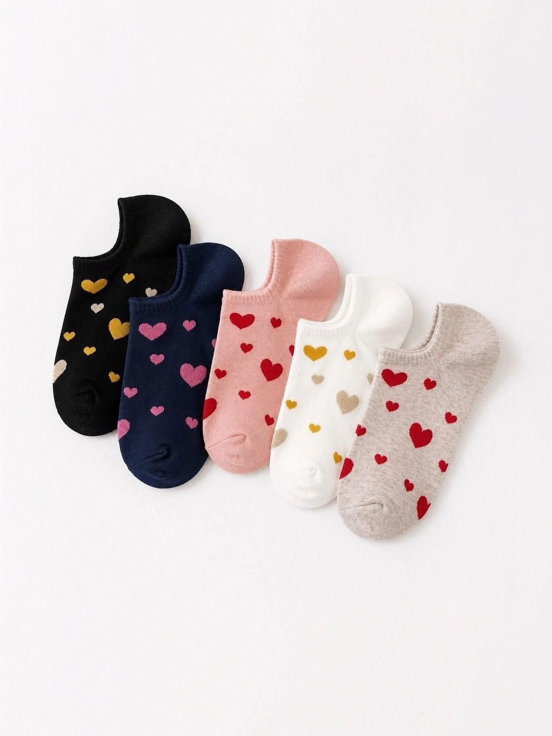 REDCARP Women Pack of 5 Cotton Patterned Shoe Liners Socks
