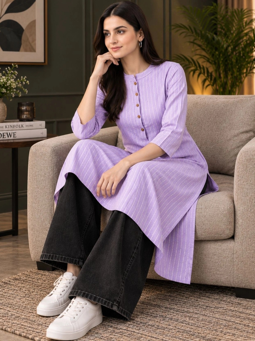 Milvia Women Striped Kurta