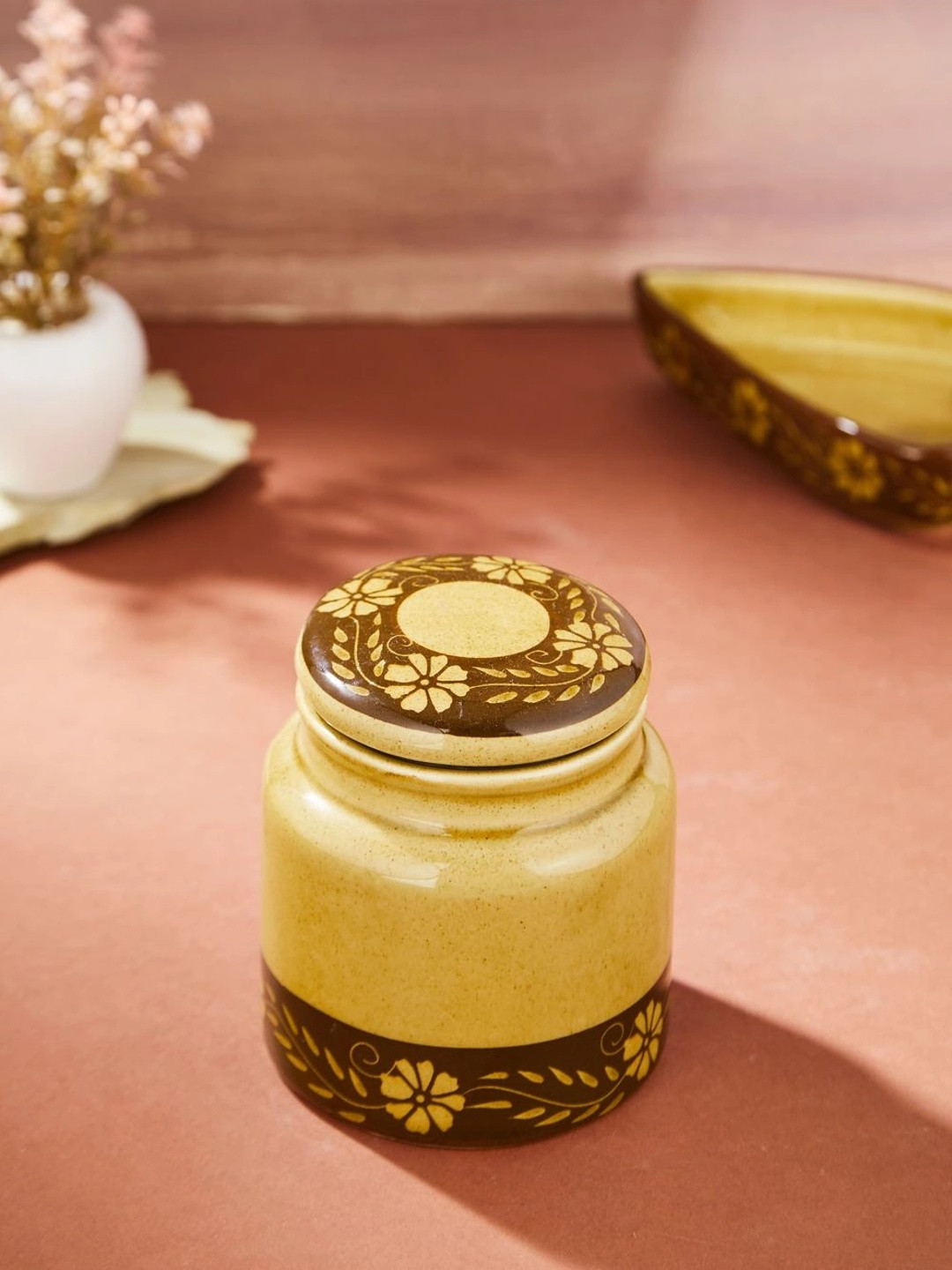Fabindia Yellow 2026 Ceramic Dishwasher and Microwave Safe Jar Container