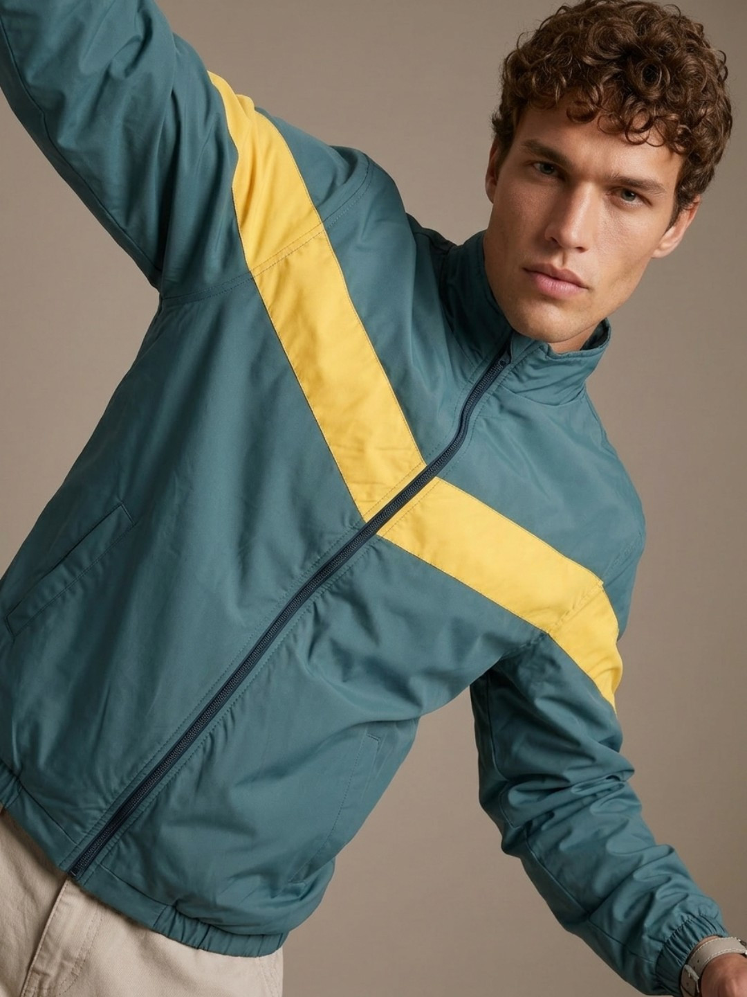 glitchez Men Colourblocked Windcheater Tailored Jacket