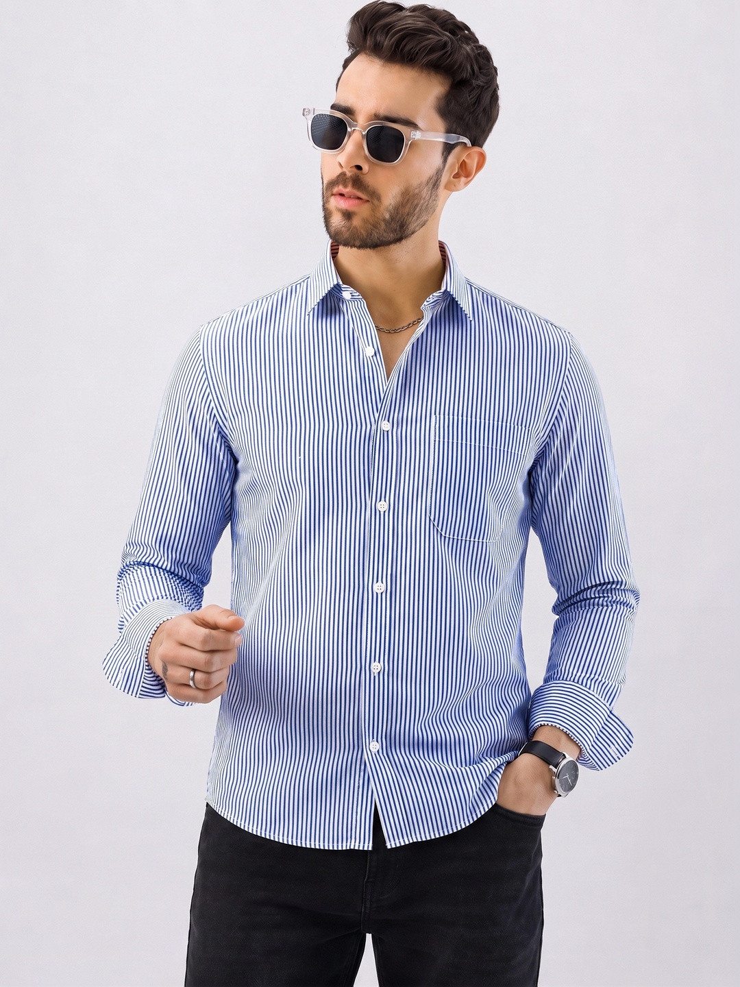 Ellishwear Men Comfort Striped Formal Shirt