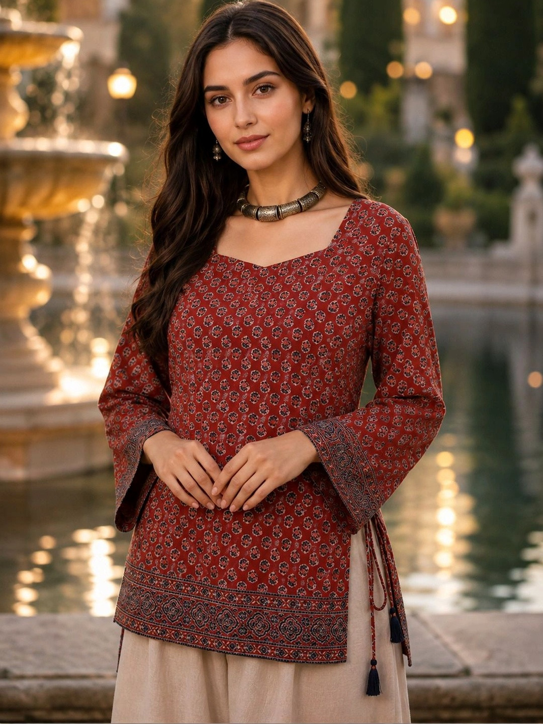 Roadster Print Ethnic Cotton Top